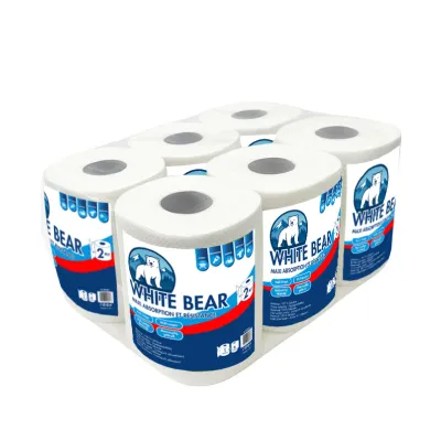 WhiteBear ET-2P250: Pack of 6 Unscented 2-Ply Biodegradable Multi-Purpose Cellulose Paper Towel Roll