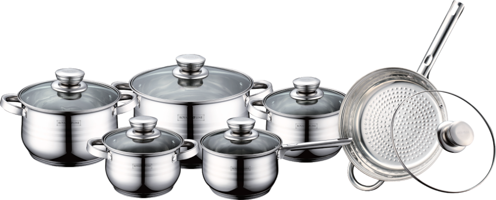 Royalty Line RL-1231: 12 Pieces Cookware Set with Glass Lid