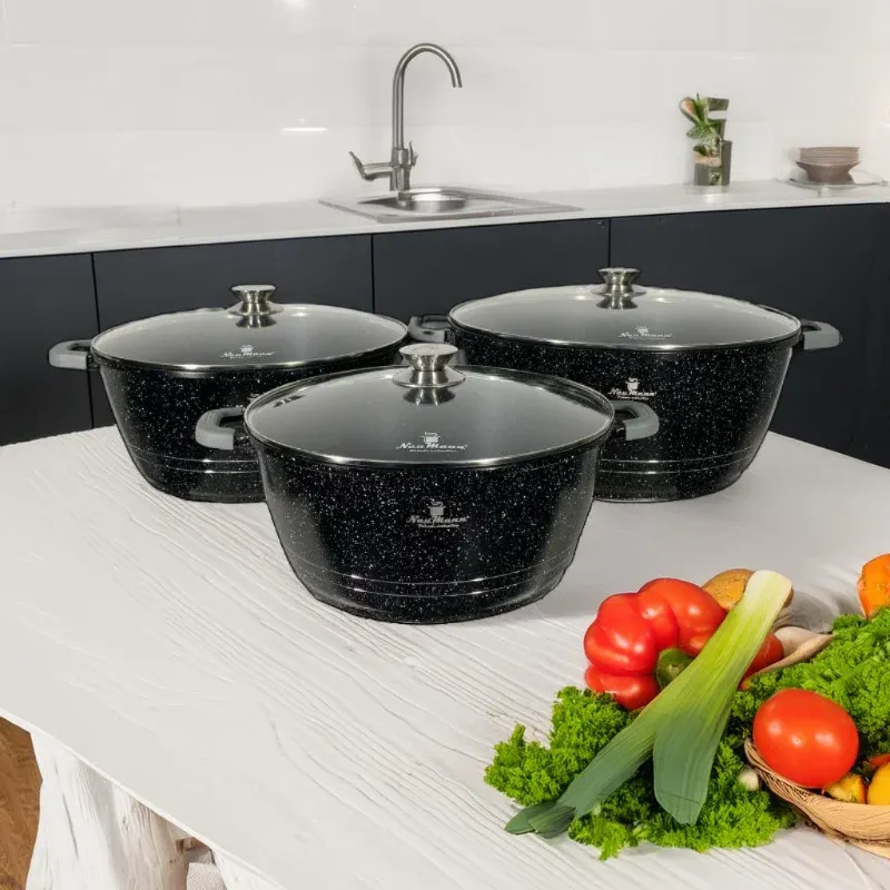 Neumann NM-3BMZ: 12 Pieces Mable Coated Casserole Set- 32/36/40cm