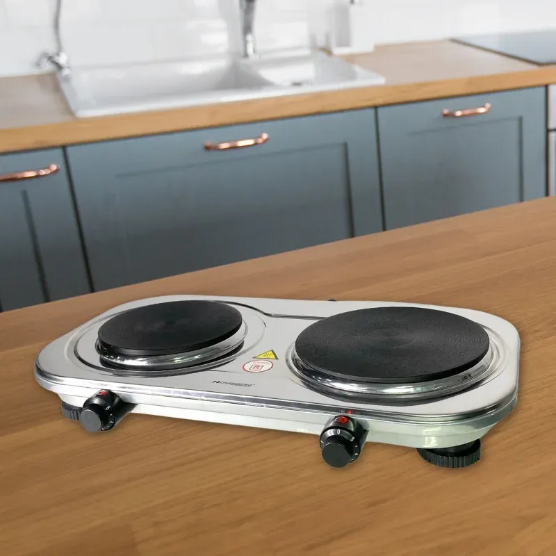 Rosenberg YQ-200D3: Stainless Steel Dual Electric Hob - 2500W