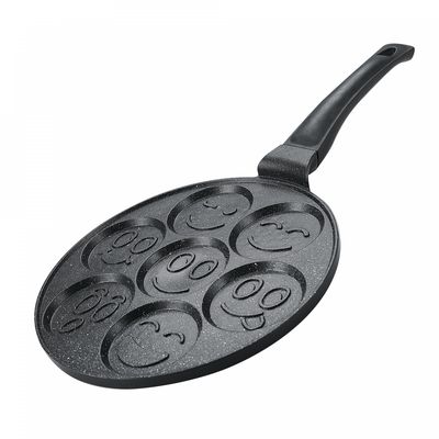 Herzberg HG-CP267SML: 26cm Marble Coated Pancake &amp; Crepe Pan - 7 Smiley Emoji