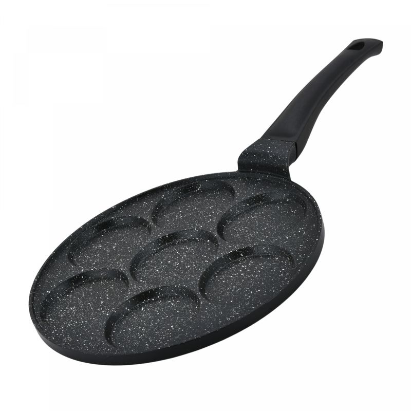Herzberg HG-CP267HO: 26cm Marble Coated Pancake &amp; Crepe Pan - 7 Plain Slot