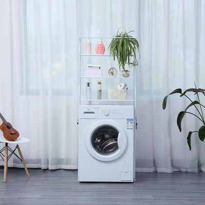 Herzberg HG-03572: 3-Tier Washing Machine and Bathroom Storage Shelf with Towel Hanger - White