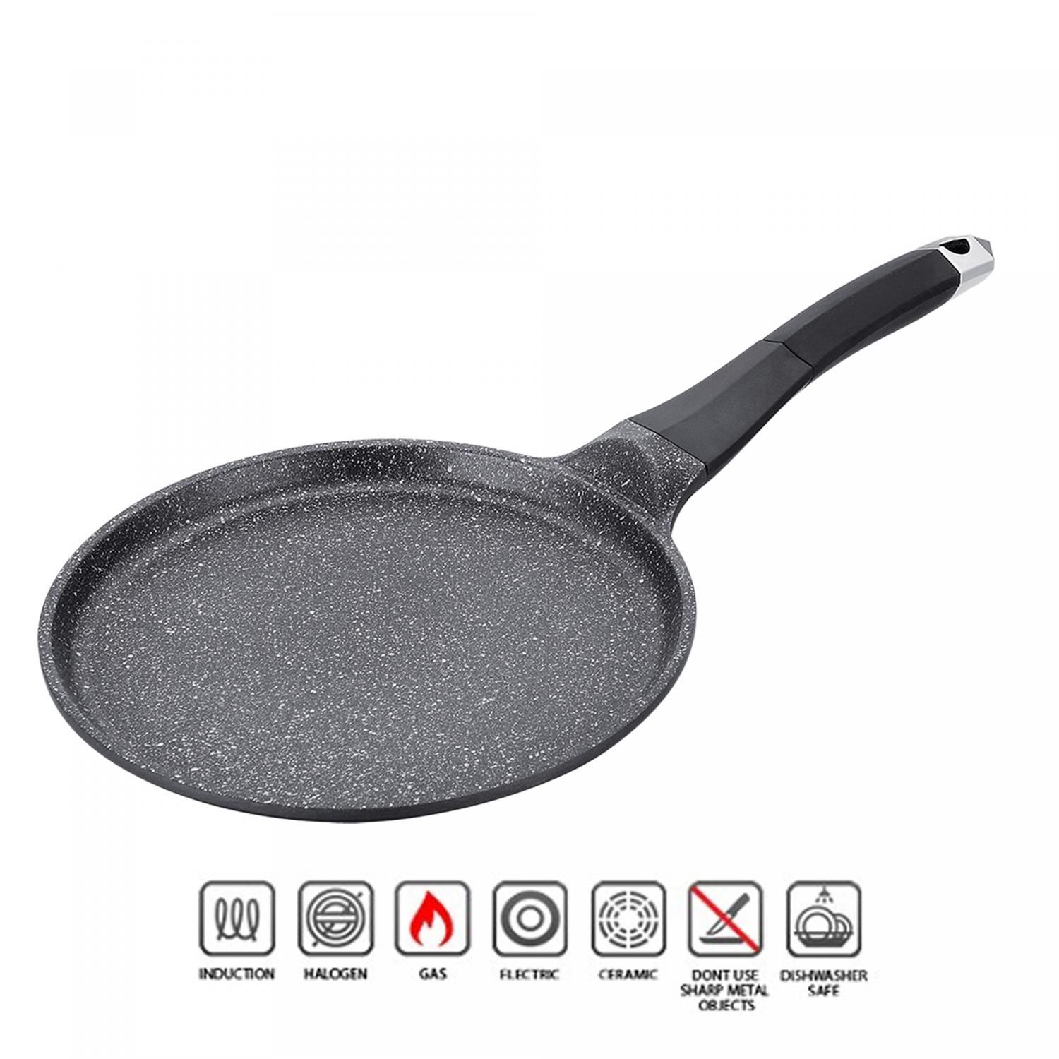 Royalty Line RL-CP26M: 26cm Pancake Pan Marble Coating Black