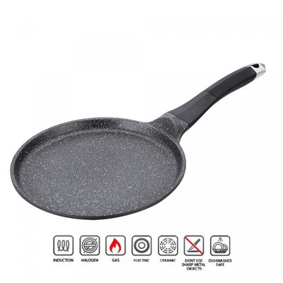 Royalty Line RL-CP26M: 26cm Pancake Pan Marble Coating Black