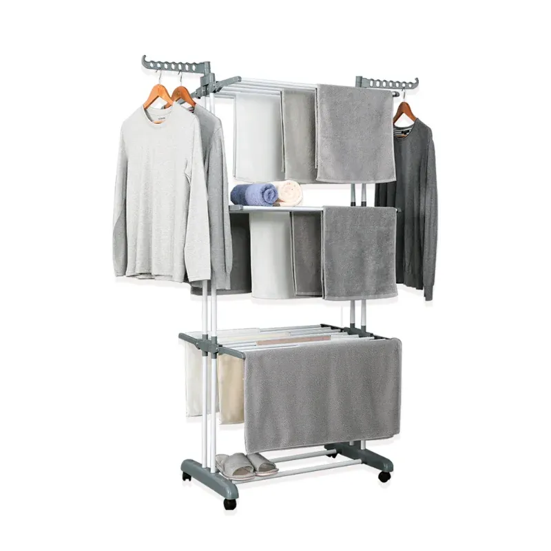 Herzberg HG-8034GRY Moving Clothes Rack – Grey