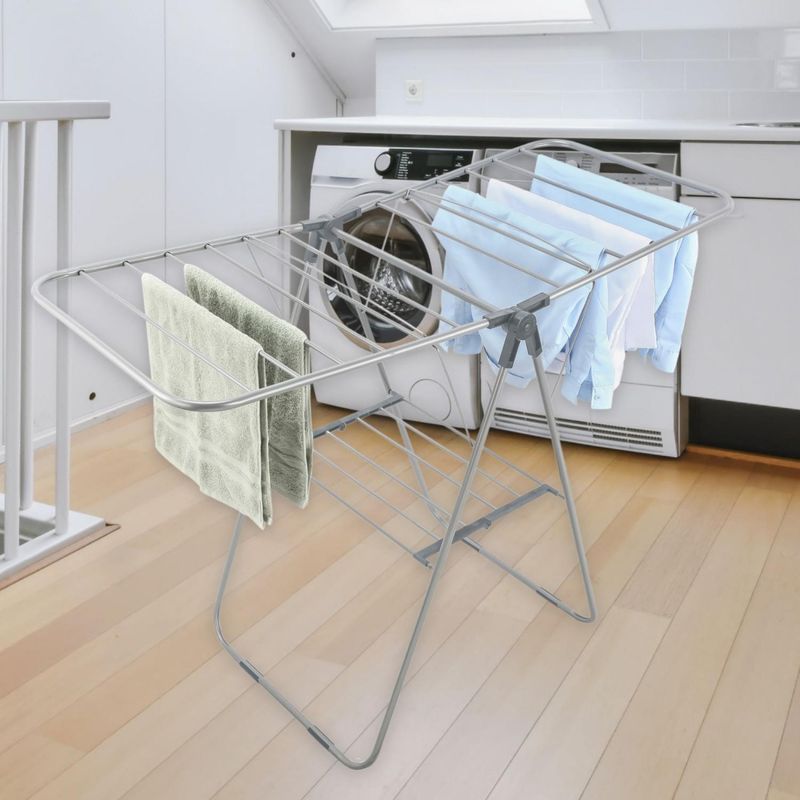 Herzberg HG-04494 2-Tier Folding Steel Laundry Rack