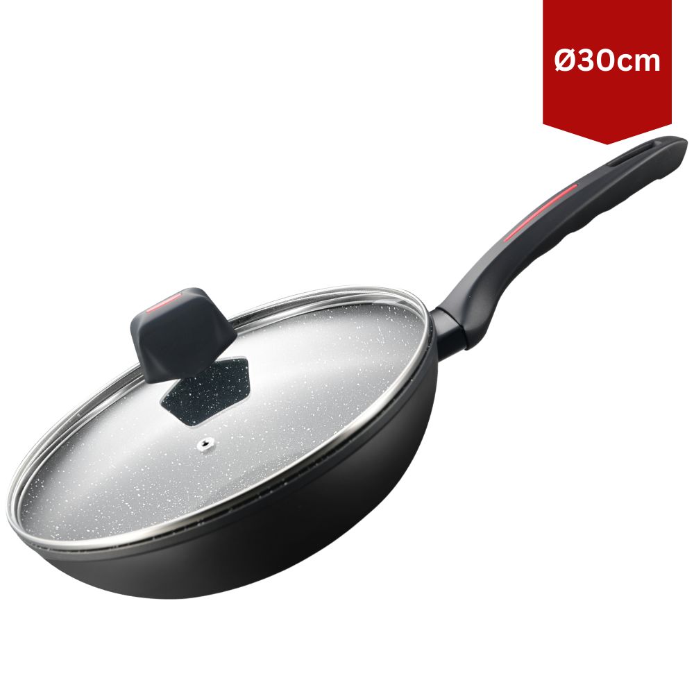 Royalty Line RL-FWN30: 30cm Marble Coated Wok Pan Induction Wok Pan - 4.4L