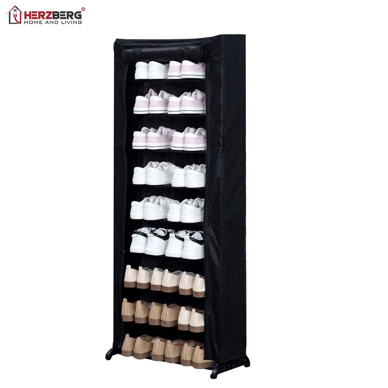 Herzberg HG-8076: 9-Tier Small Shoe Rack Organizer Black