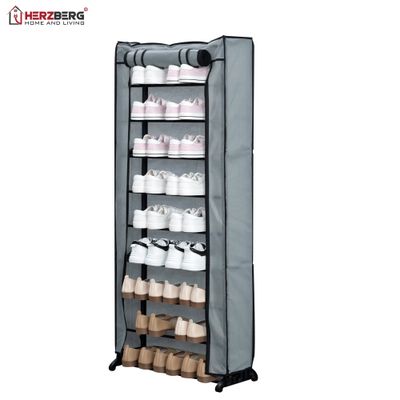Herzberg HG-8076: 9-Tier Small Shoe Rack Organizer Gray