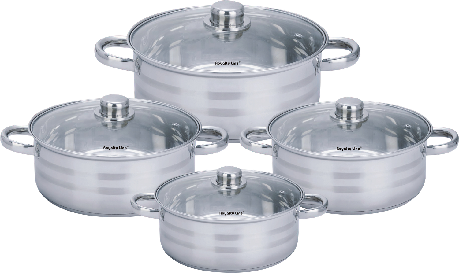 Royalty Line RL-SP7: Stainless Steel Cookware Set with Lids - 8 Pieces