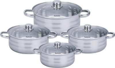 Royalty Line RL-SP7: Stainless Steel Cookware Set with Lids - 8 Pieces