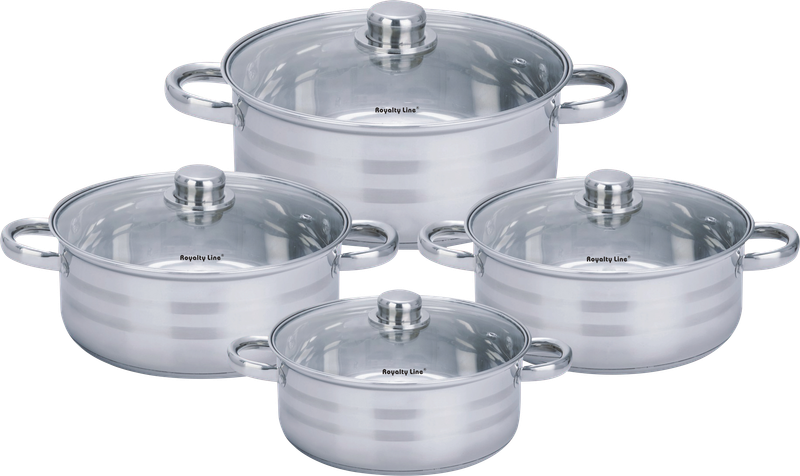 Royalty Line RL-SP7: Stainless Steel Cookware Set with Lids - 8 Pieces
