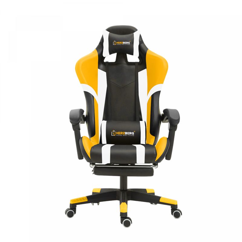 Herzberg HG-8083: Tri-color Gaming and Office Chair with Linear Accent Yellow