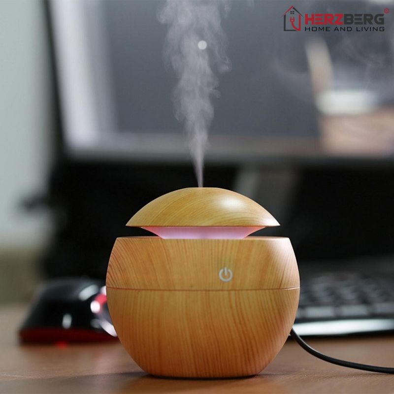 Herzberg Air Humidifier Aroma Oil Diffuser Light wood