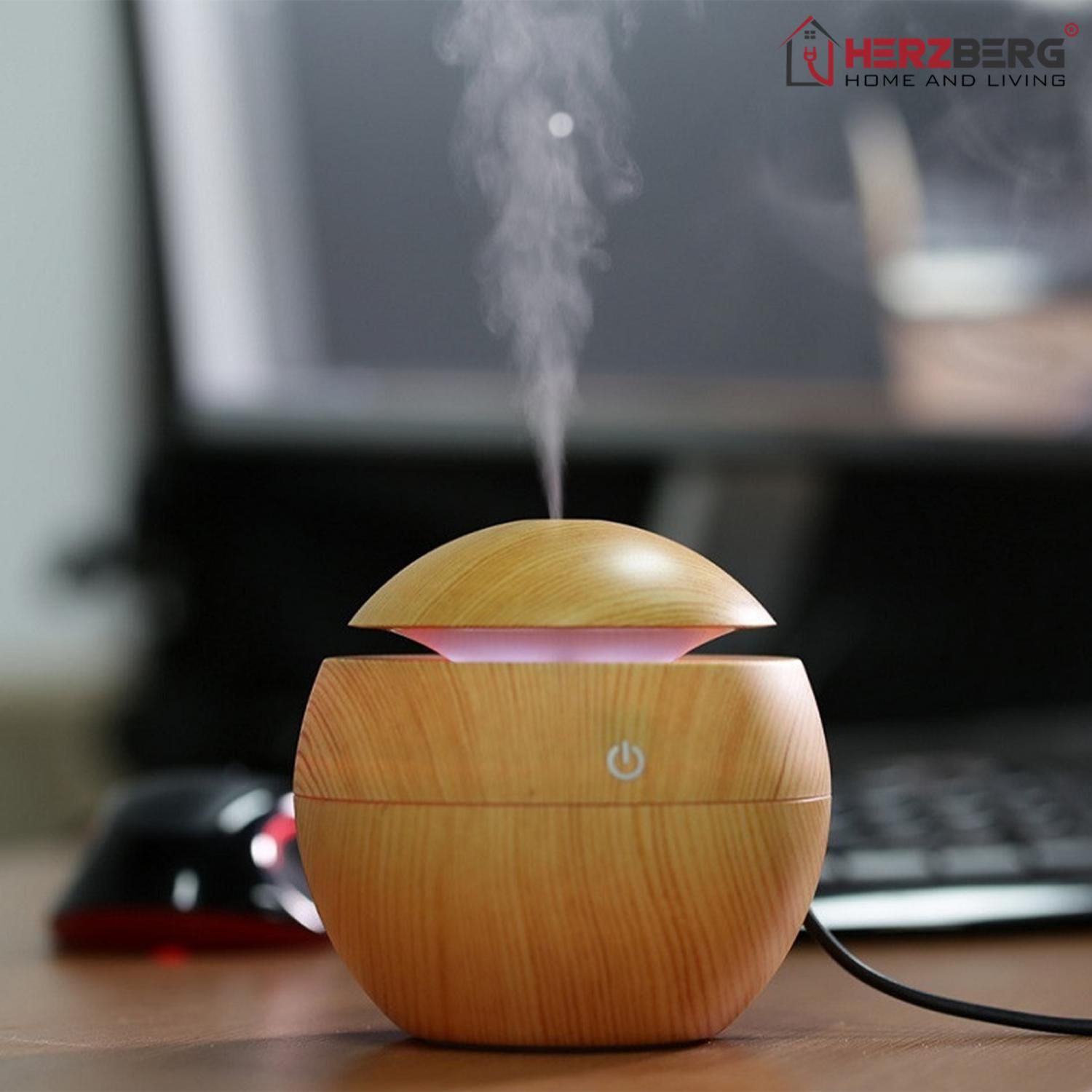 Herzberg Air Humidifier Aroma Oil Diffuser Light wood
