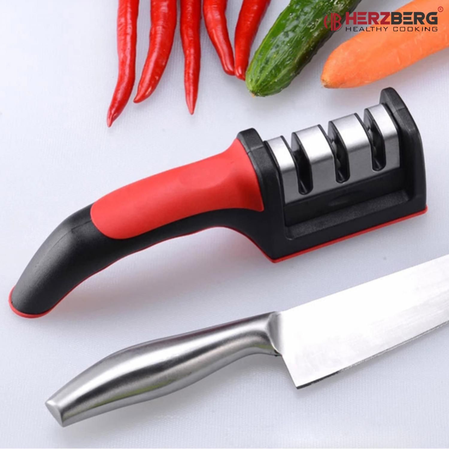 Herzberg HG-8101: Sturdy Knife Sharpener Red/Black