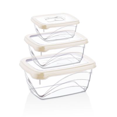 Herzberg 3 Pieces Extra Deep Bio Saver Box Set Ivory