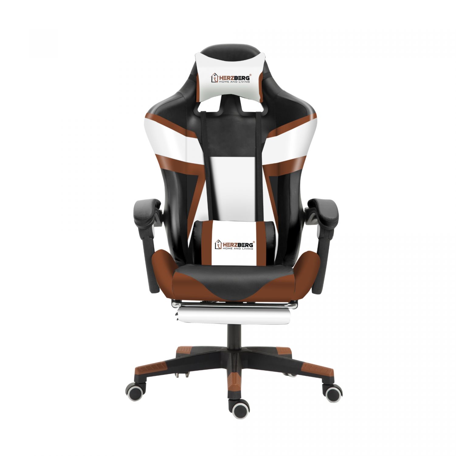 Herzberg HG-8082: Tri-color Gaming and Office Chair with T-shape Accent Coffee