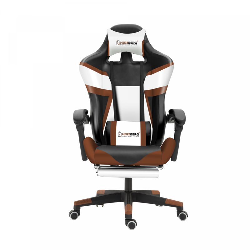 Herzberg HG-8082: Tri-color Gaming and Office Chair with T-shape Accent Coffee