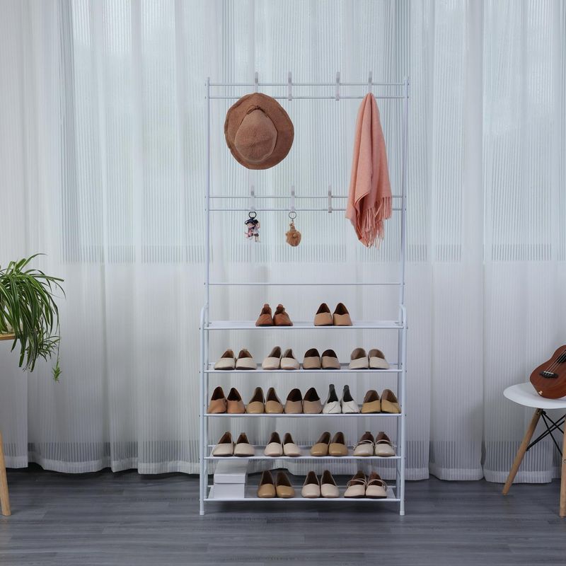 Herzberg 4-Tier Entryway Coat Rack and Hallway Storage Rack Organizer - 60x170cm