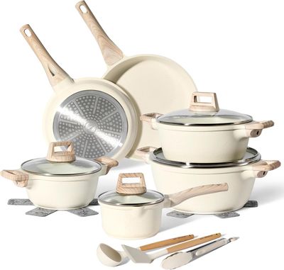Just Perfecto JL-28: 15 Pieces Granite Cookware Set - Biege