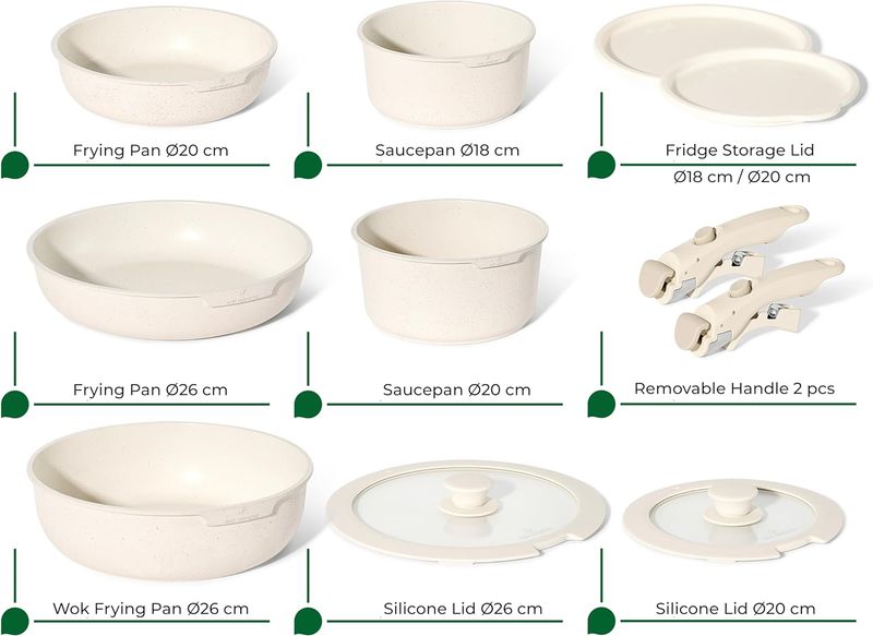 Just Perfecto JL-999: 11 Pieces Granite Cookware Set - Biege