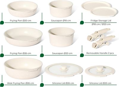 Just Perfecto JL-999: 11 Pieces Granite Cookware Set - Biege