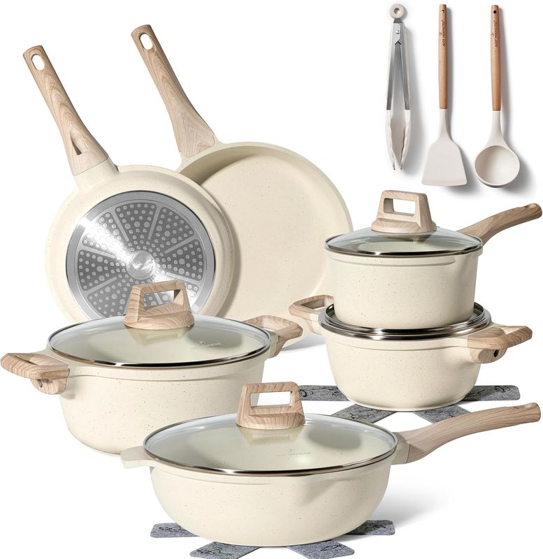 Just Perfecto JL-788: 15 Pieces Granite Cookware Set - Biege