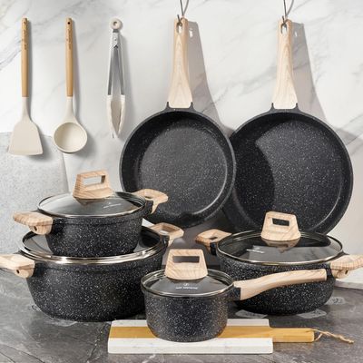 Just Perfecto JL-27: 15 Pieces Cookware Set - Black