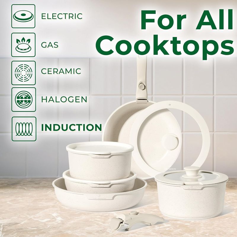 Just Perfecto JL-999: 11 Pieces Granite Cookware Set - Biege