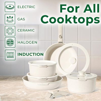 Just Perfecto JL-999: 11 Pieces Granite Cookware Set - Biege