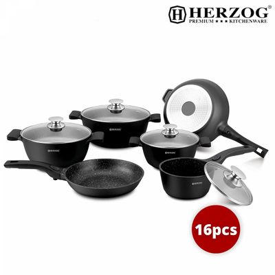 10 pcs Set Cookware Cast Aluminum, HERZOG 10 pcs Set Cookware Cast Aluminum, HERZOG