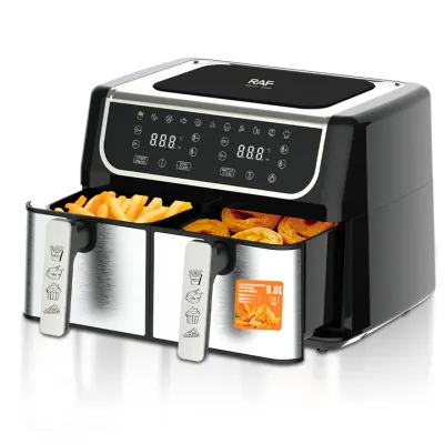 Air Fryer Double Basket 5L + 5L | Temperature Control | Non Stick Coating