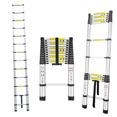 Herzberg HG-5380: Multi-Purpose Aluminum Telescopic Extension Ladder - 3.8M