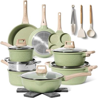 Just Perfecto JL-723: 21 Pieces Granite Cookware Set - Green