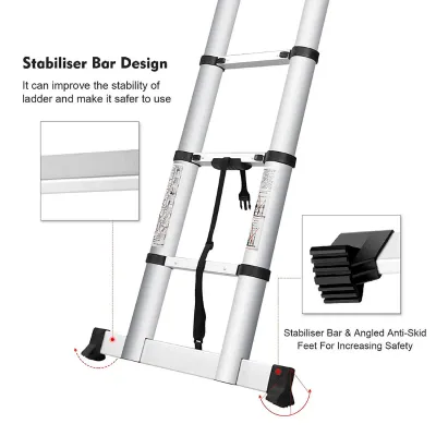 Herzberg HG-5560 Retracting Aluminium Telescopic Ladder 5.60m