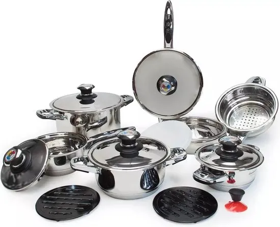 Royalty Line 16-Piece Stainless Steel Cookware Set, Silver | Malta Royalty Line 16-Piece Stainless Steel Cookware Set, Silver | Malta