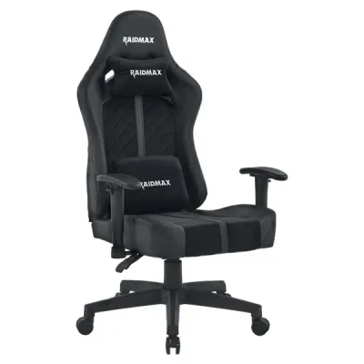 RAIDMAX Drakon Gaming Chair, PU Leather/Fabric, Up to 150kg, 2D Adjustable Armrests, 155deg Tilting, Head &amp; Lumbar support, Black