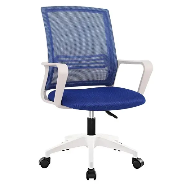 Office Chair, Fabric, Lumbar Support, Blue/White, Tilting Office Chair, Fabric, Lumbar Support, Blue/White, Tilting
