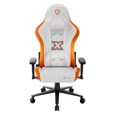 Gaming Chair, PU Leather, White/Orange, ONEX STC X Hardcore
