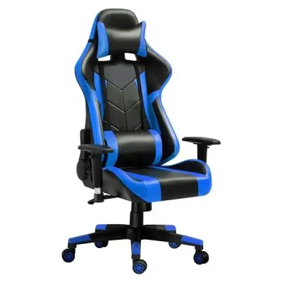Gaming chair, pu leather, adjustable armrests, black-blue
