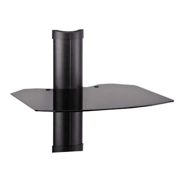 JOLLYLINE JL41750 Wall-Mount Set-Top Box Shelf, Max 13Kg, Glass, Max Ext 350mm, Black