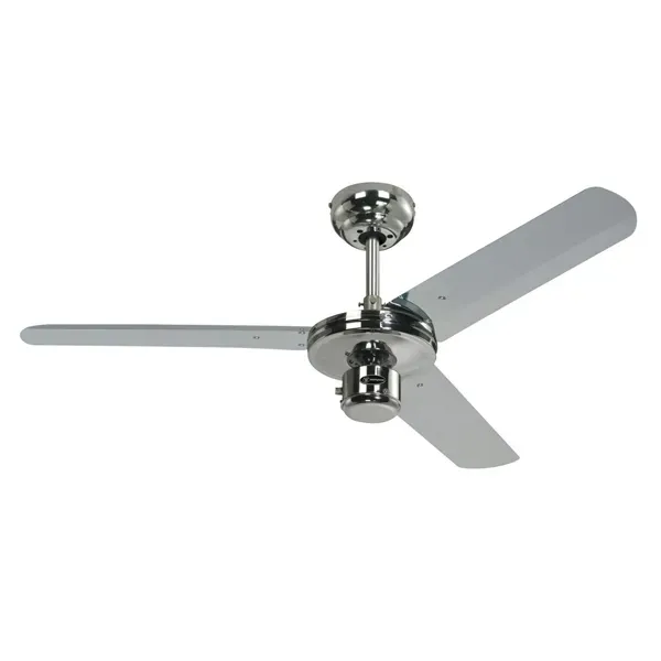 122cm Ceiling Fan, 52W, 3*Blades, Steel blades, Chrome/Silver