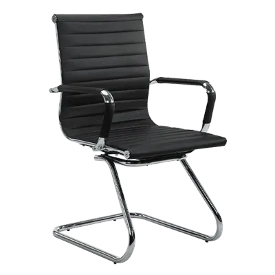 Visitor chair, PU leather, fixed armrests, black, BELEM