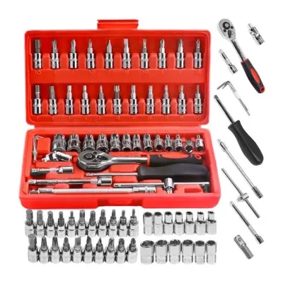 46-piece socket wrench and tool set