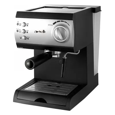 Arielli KM-150BS Coffee Machine 1050W – Cappuccino &amp; Espresso, 15 Bar, 1.5L, Black/Silver