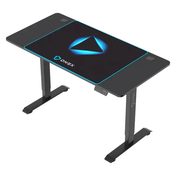 Gaming Desk, Electric Height Adjustment, 2 Levels 72-116cm, Single Motor, Black/Blue