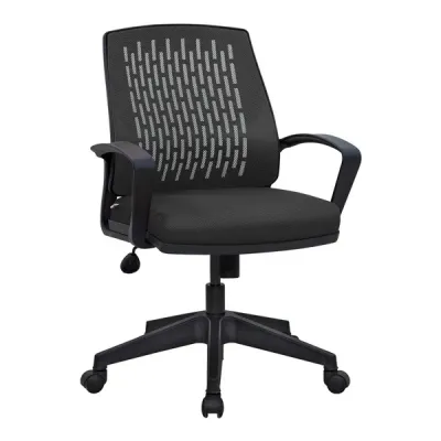 Office Chair, Fabric, Up to 95kg, Fixed Armrests, Tilting, Lumbar support, Mid-Back, Meshed back, Black