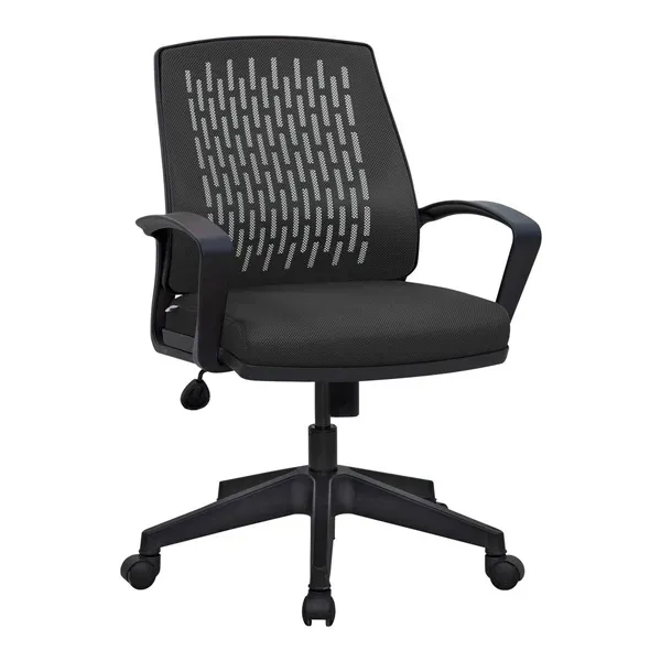 Office Chair, Fabric, Up to 95kg, Fixed Armrests, Tilting, Lumbar support, Mid-Back, Meshed back, Black Office Chair, Fabric, Up to 95kg, Fixed Armrests, Tilting, Lumbar support, Mid-Back, Meshed back, Black